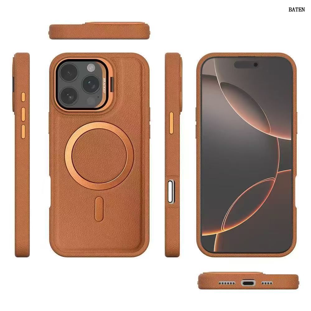 Coque de téléphone magnétique en cuir haut de gamme